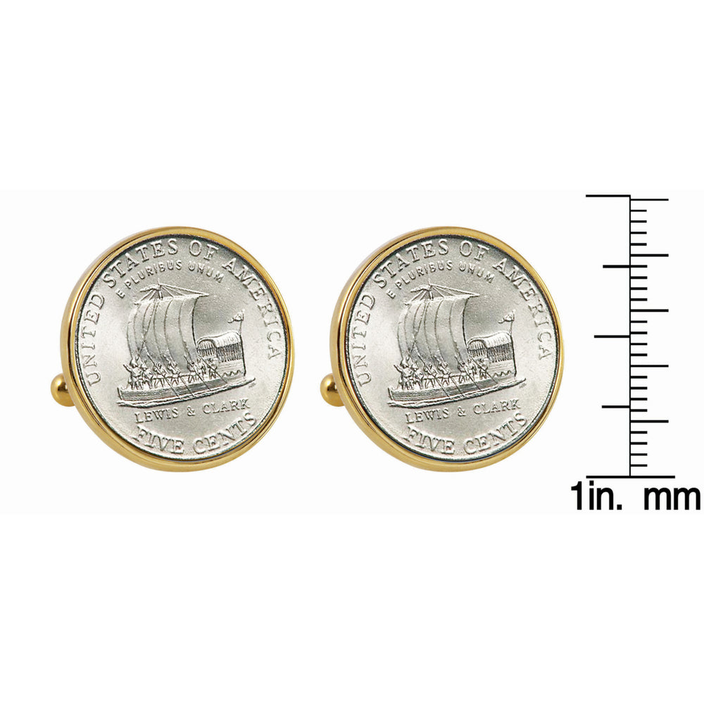 2004 Keelboat Nickel Goldtone Bezel Coin Cuff Links Image 2