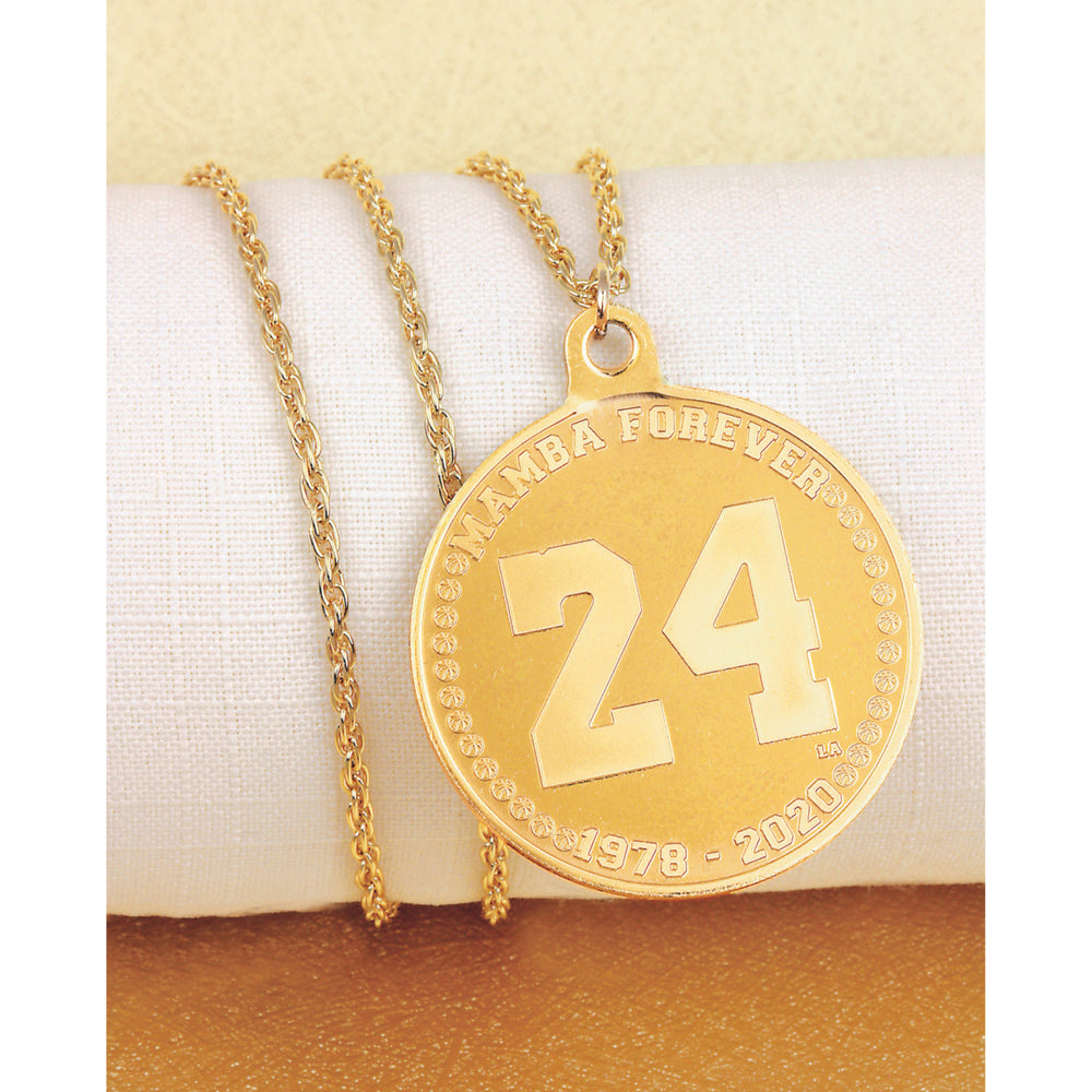 24KT Gold Plated Number 24 Medallion Pendant With Mens Chain Image 2
