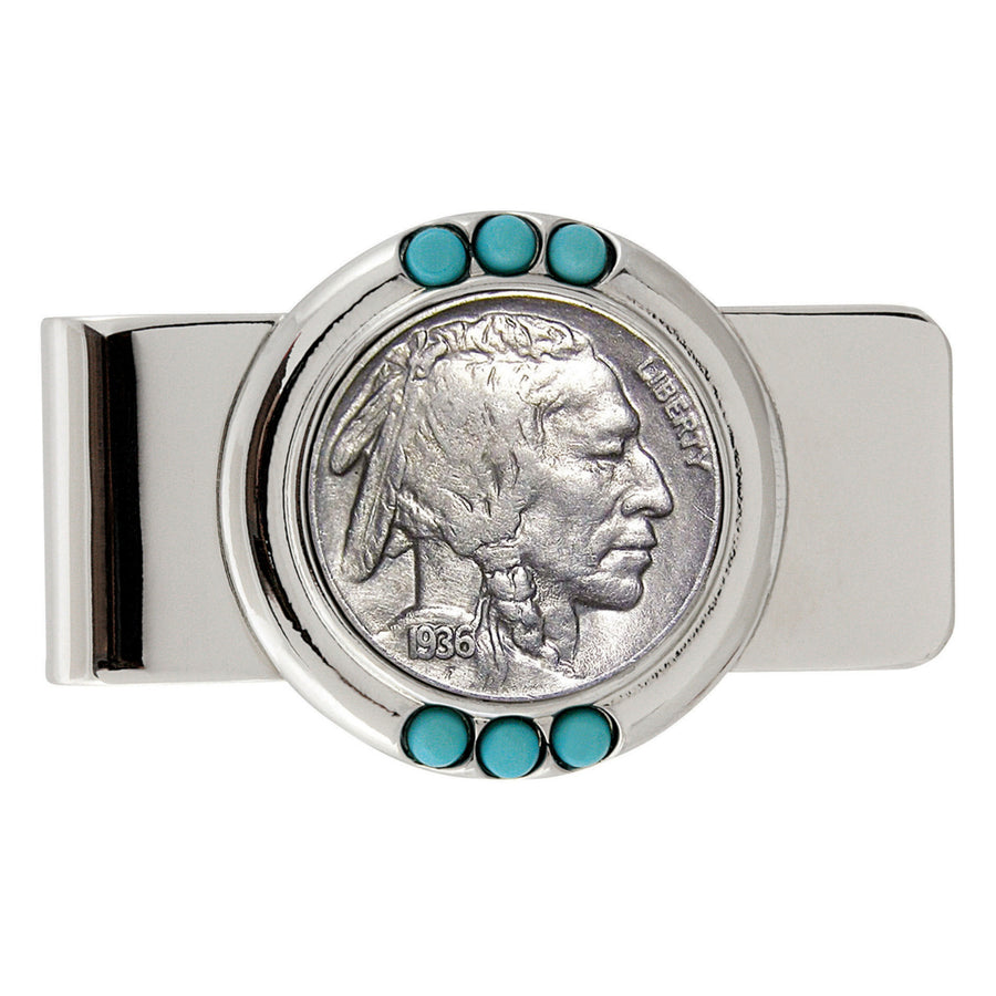 Buffalo Nickel Turquoise Coin Money Clip Image 1