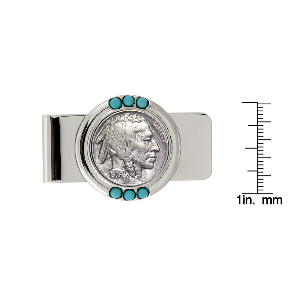 Buffalo Nickel Turquoise Coin Money Clip Image 2