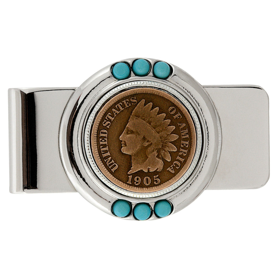 Indian Head Penny Turquoise Coin Money Clip Image 1