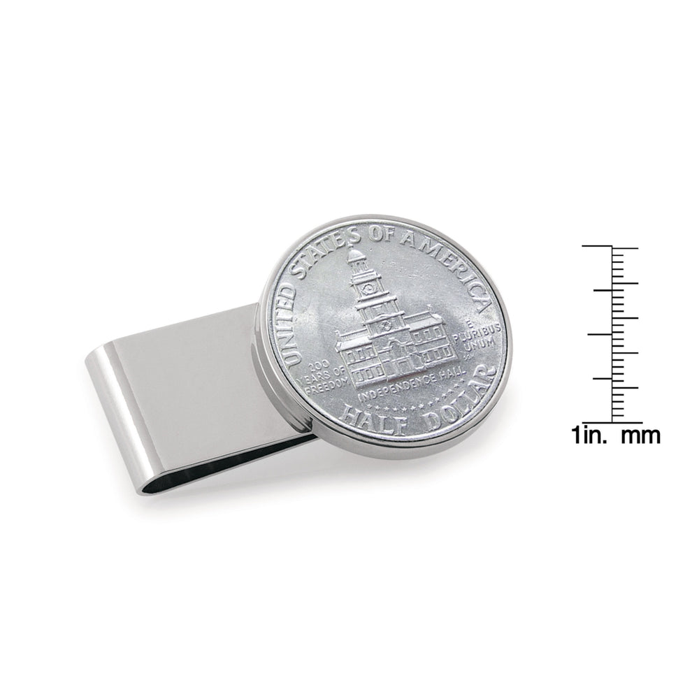 JFK Bicentennial Half Dollar Stainless Steel Silvertone Coin Money Clip Image 2