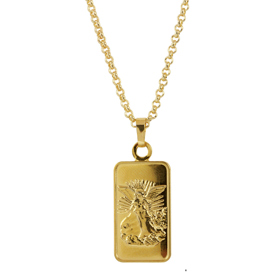Angel Ingot Coin Pendant Layered in 24 KT Gold Image 1