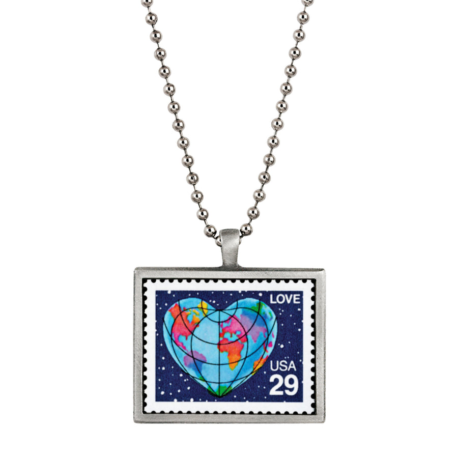 A World of Love United States Postage Stamp Ball Chain Necklace Image 1