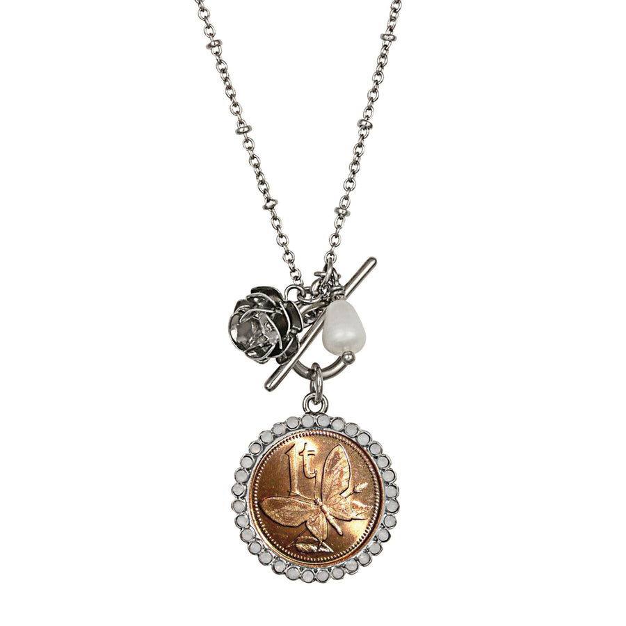 Butterfly Coin Rose Toggle Pendant Image 1