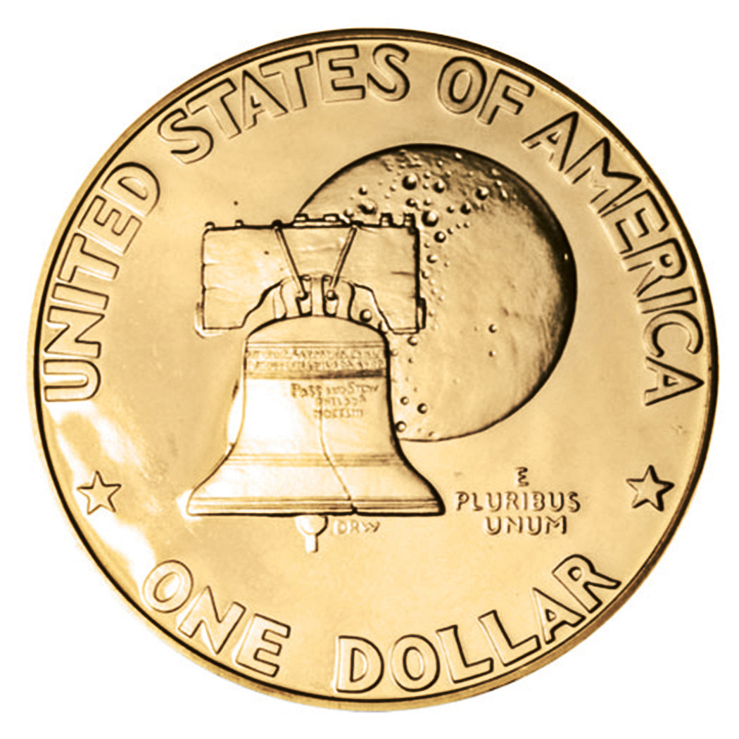 Moon Landing Bicentennial Eisenhower Colorized Dollar Gold Layered Coin Pocket Watch Image 4