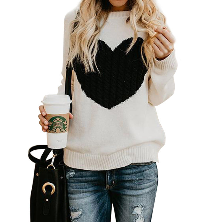 Womens Knitted Love Sweater Image 1