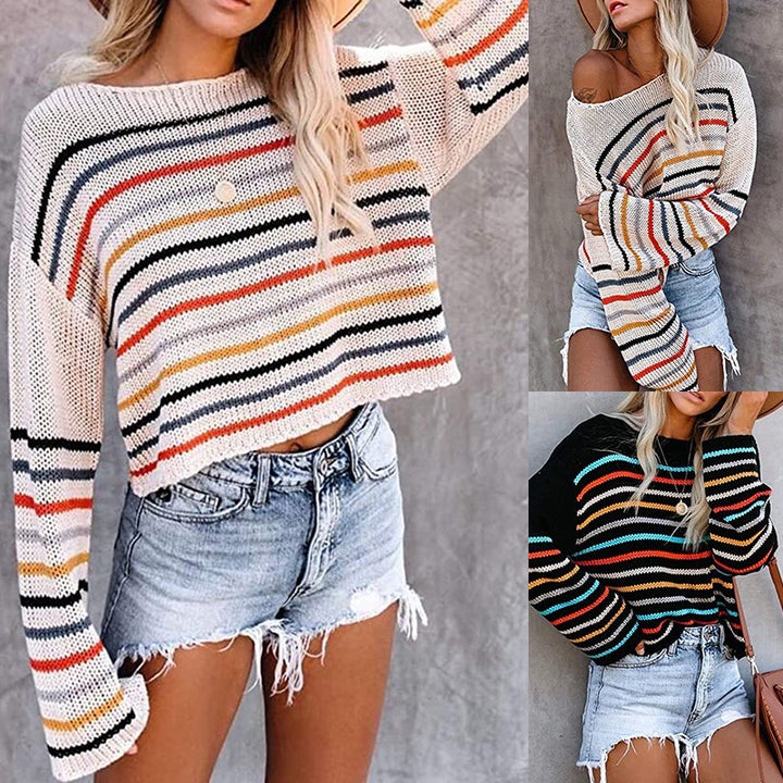 Womens Fashion One-Neck Strapless Sweater Image 1