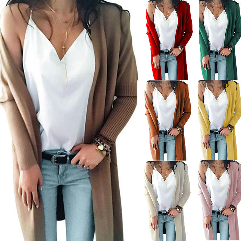 Womens Multicolor Double Pocket Mid-Length Cardigan Image 1