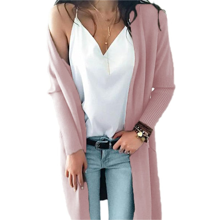 Womens Multicolor Double Pocket Mid-Length Cardigan Image 3