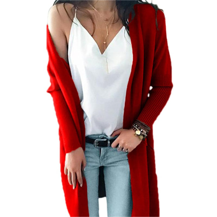 Womens Multicolor Double Pocket Mid-Length Cardigan Image 1