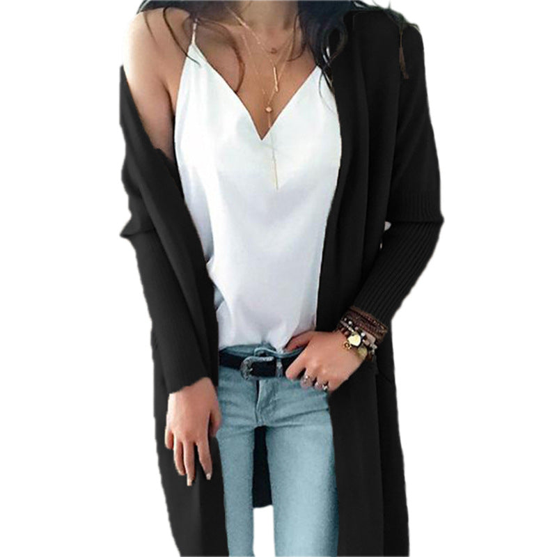 Womens Multicolor Double Pocket Mid-Length Cardigan Image 1