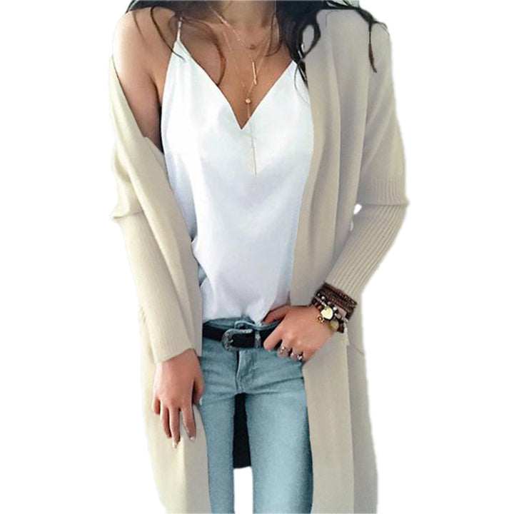 Womens Multicolor Double Pocket Mid-Length Cardigan Image 1