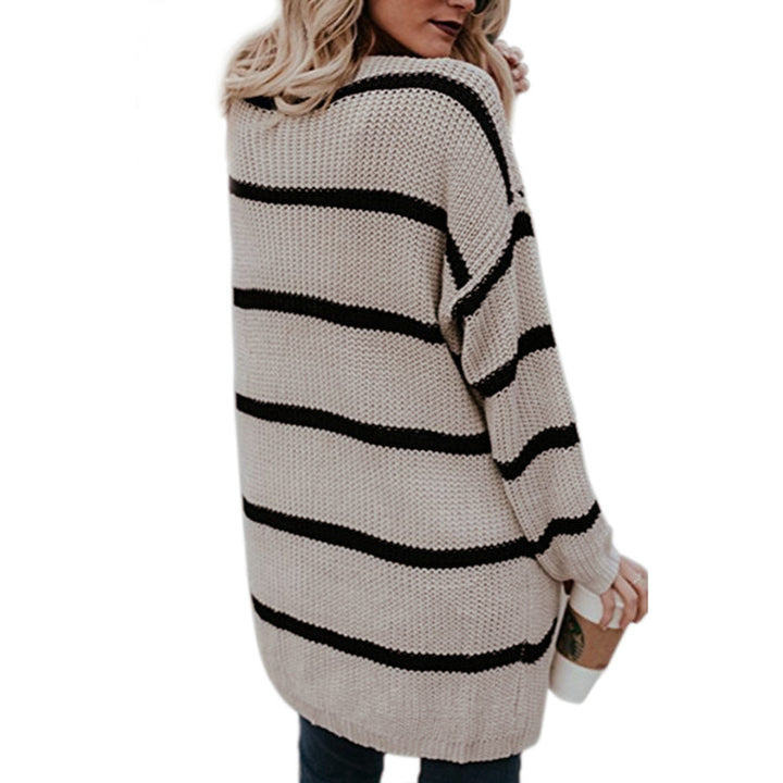 Womens Street Mid-Length Striped Cardigan Image 3