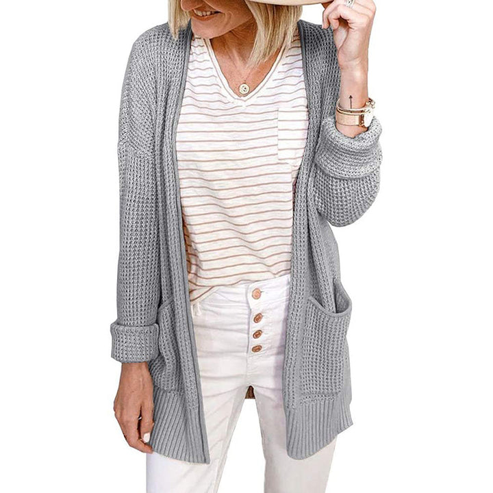 Womens Check Pocket Knitted Cardigan Jacket Image 4