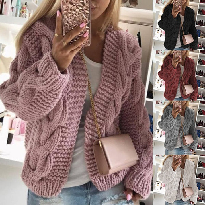 Womens Thick Line Twist Knit Cardigan Image 1