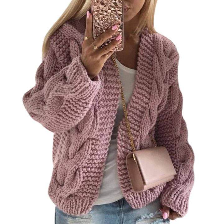 Womens Thick Line Twist Knit Cardigan Image 1