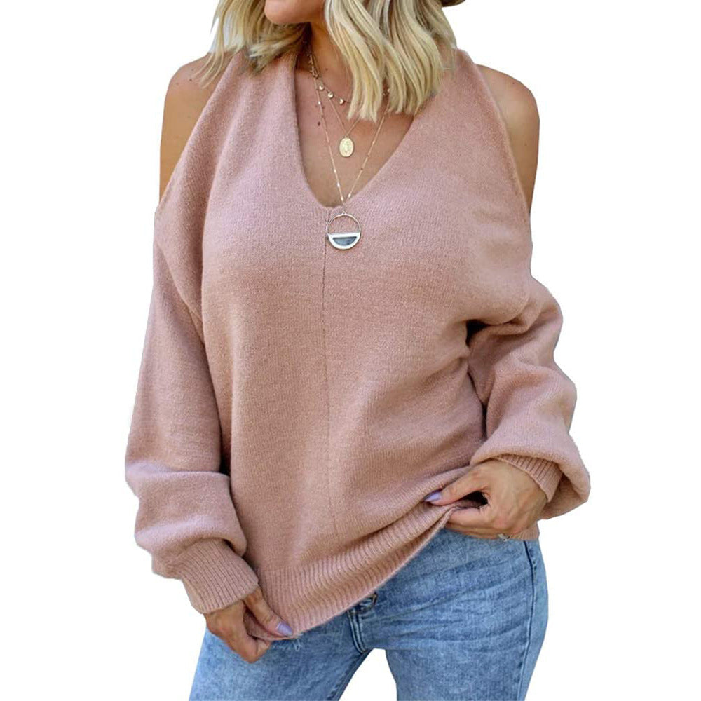 Womens V-Neck Strapless Crossover Sweater Image 2