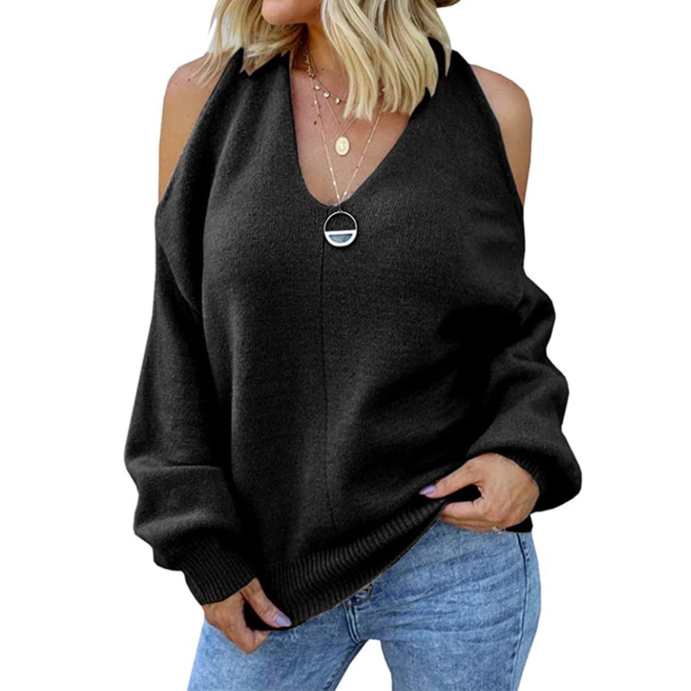 Womens V-Neck Strapless Crossover Sweater Image 4