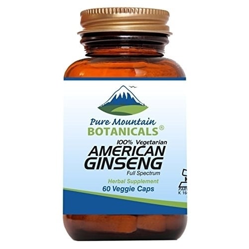 American Ginseng Capsules 60 Kosher Vegan Caps with 400mg Panax Quinquefolia Ginseng Root Image 1