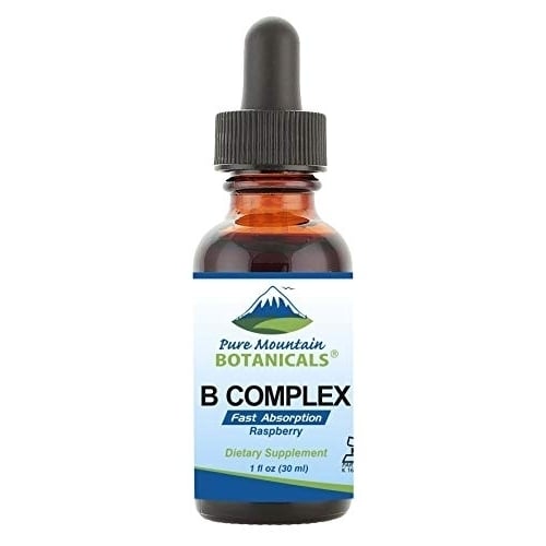 Liquid Vitamin B Complex - Raspberry Flavor Kosher B Complex Vitamin with B12 B6 Thiamin Biotin and Folic Acid - 1oz Image 1
