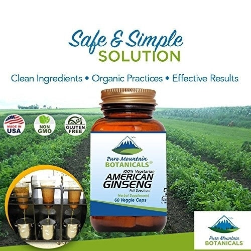 American Ginseng Capsules 60 Kosher Vegan Caps with 400mg Panax Quinquefolia Ginseng Root Image 3