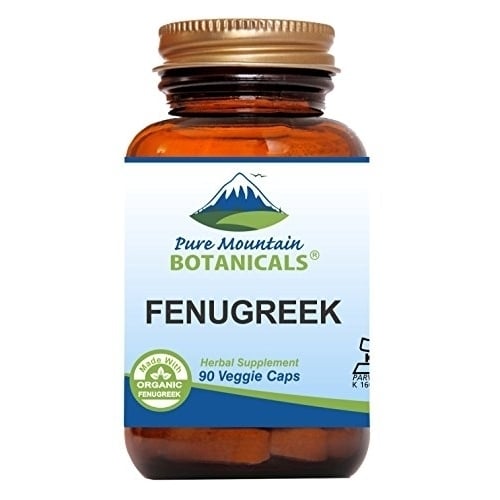 Fenugreek Capsules - 90 Kosher Vegan Caps - Now with 600mg Organic Fenugreek Seed Powder Image 1