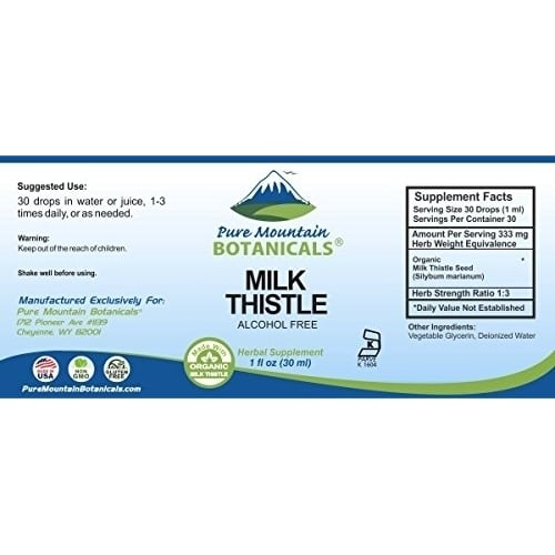 Milk Thistle Extract - Vegan Kosher Certified Liquid Formula - Made With 333mg Organic Milk Thistle Tincture - 1 Fl Oz Image 3