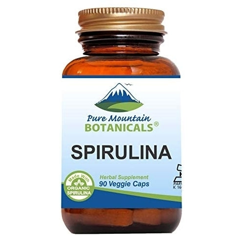 Spirulina Capsules - 90 Kosher Vegan Caps - Now with 450mg Organic Spirulina Powder - Natures Superfood Supplement Image 1