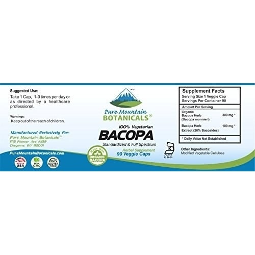 Bacopa Monnieri Capsules - 90 Vegan Caps with Organic Bacopa and Standardized Bacopa Extract Image 4