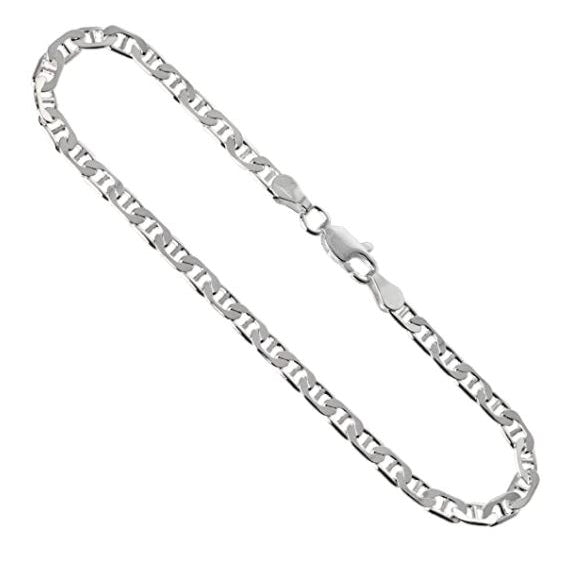 925 Silver Filled High Polish Finsh  Anklet Anchor Chain Flat Mariner 3.7 mm Nickel Free Italy sizes 10 inch Image 1