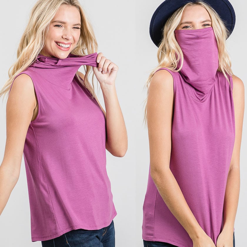 Sleeveless Convertible Cowl Neck Mask Top (Made in USA) Image 1