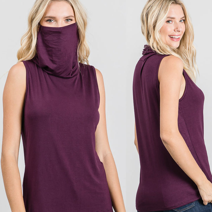 Sleeveless Convertible Cowl Neck Mask Top (Made in USA) Image 1