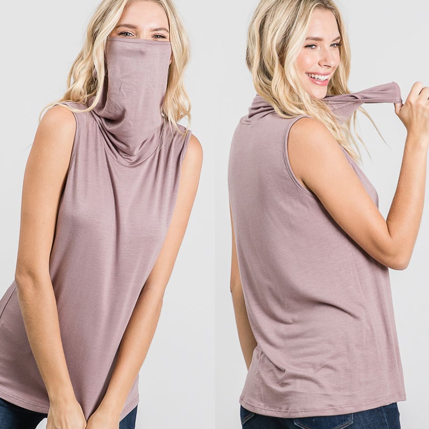 Sleeveless Convertible Cowl Neck Mask Top (Made in USA) Image 1