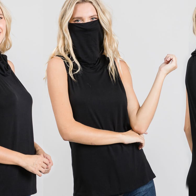 Sleeveless Convertible Cowl Neck Mask Top (Made in USA) Image 1