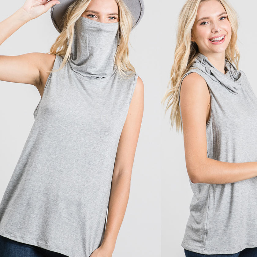 Sleeveless Convertible Cowl Neck Mask Top (Made in USA) Image 1