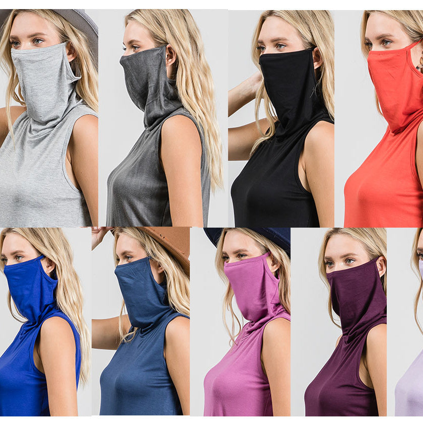 Sleeveless Convertible Cowl Neck Mask Top (Made in USA) Image 1