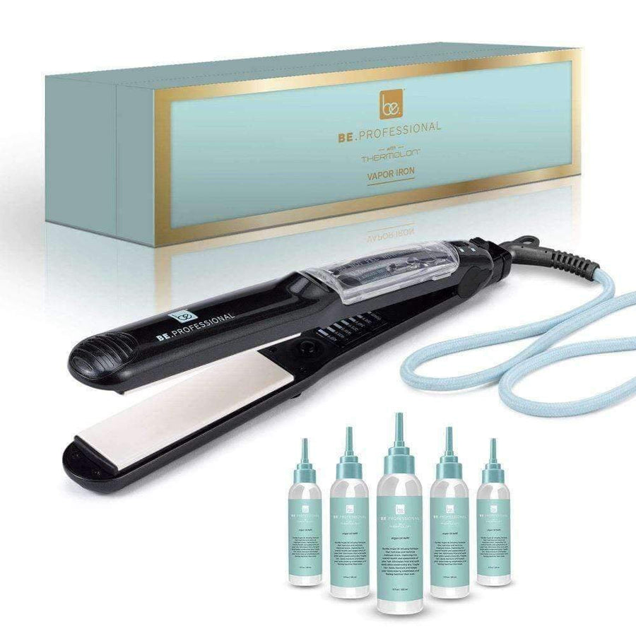 Be.Professional 1.25" Vapor Flat Iron with 5X Argan Oil Refill Thermolon Technology Image 1