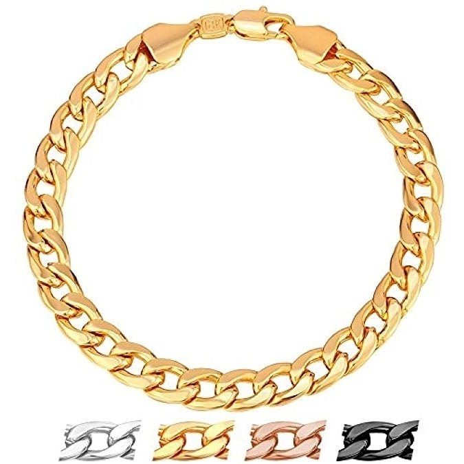 18K Real Gold Filled High Polish Finsh Curb Cuban Link Bracelet 8 6MM Image 1