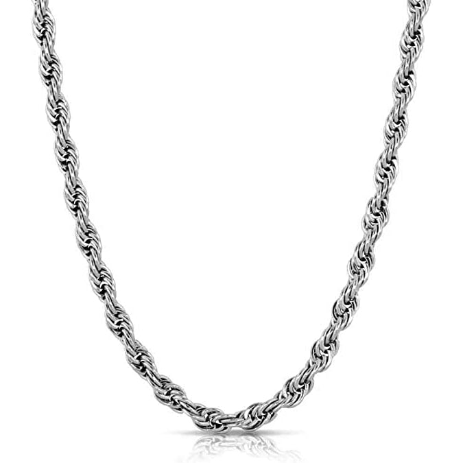 14K White Gold Silver Filled High Polish Finsh  Rope Twisted Braided Chain 24 Image 1