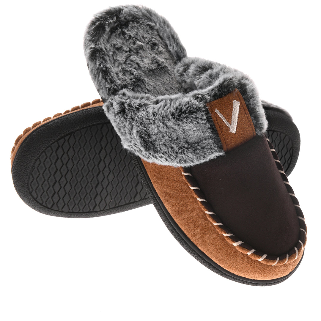 VONMAY Womens Memory Foam Slippers Moccasin Slip-on Scuff House Shoes Fuzzy Faux faux Indoor Outdoor Image 4