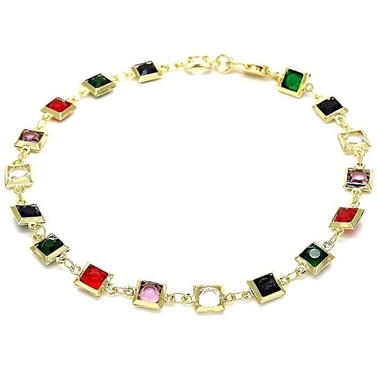 Gold Filled Dark Block Crystal Anklet Image 1