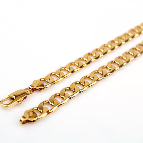 24K Yellow Gold Mens necklace  Curb Link Chain24 inches Men Women Teens Image 1