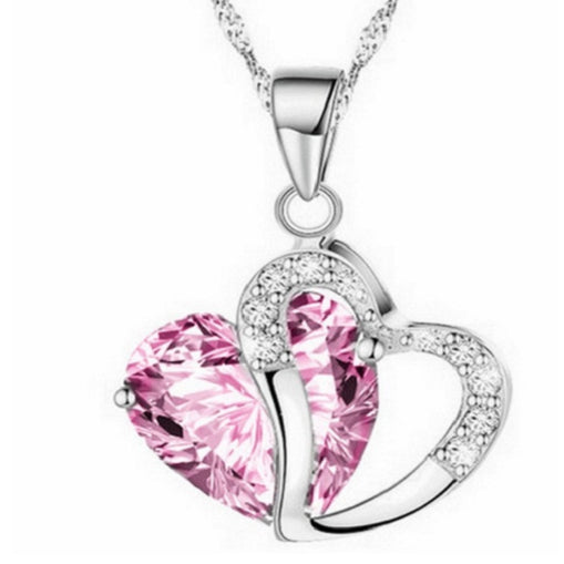 18K White Gold Filled High Polish Finsh  Pink  Heart Set Image 1