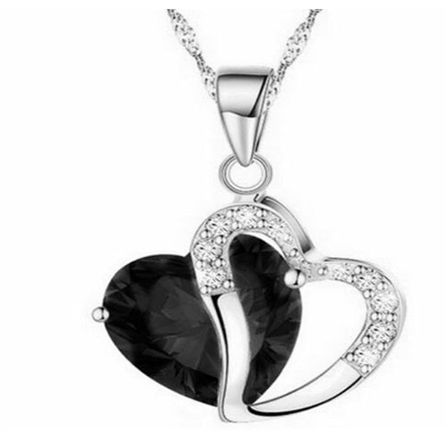 18K White Gold Filled High Polish Finsh  Black  Heart Set Image 1