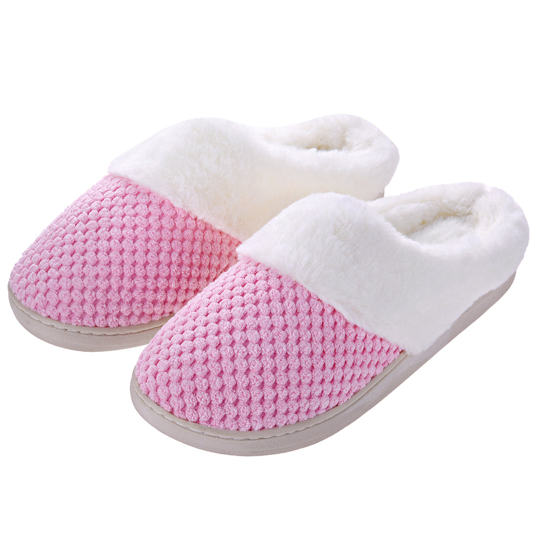 VONMAY Womens Scuff Slip On Slippers House Shoes Fleece Fuzzy Plush Lining Comfort Memory Foam Warm Image 1