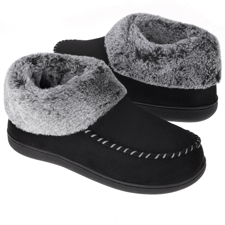 VONMAY Womens Moccasin Bootie Slippers Faux faux Memory Foam Non-Slip Indoor Outdoor Image 1