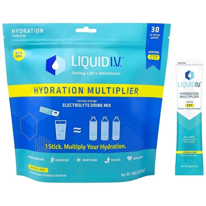 Liquid I.V. Hydration Multiplier 30 Stick Packs in Resealable Pouch Lemon Lime Image 1