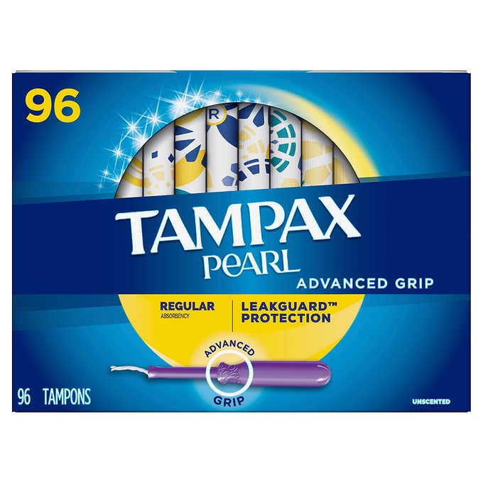 Tampax Pearl Advanced Grip Tampons Regular 96 Count Image 1