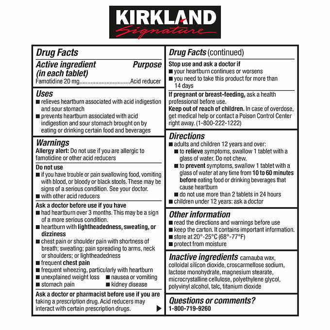 Kirkland Signature Acid Controller 20mg. 250 Tablets Image 2